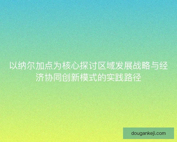 以纳尔加点为核心探讨区域发展战略与经济协同创新模式的实践路径