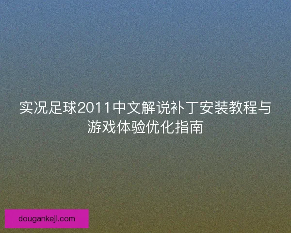 实况足球2011中文解说补丁安装教程与游戏体验优化指南